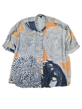 Nic + Zoe Artsy Button Up Blouse Dolman Sleeve Colorful Relaxed Top Art To Wear